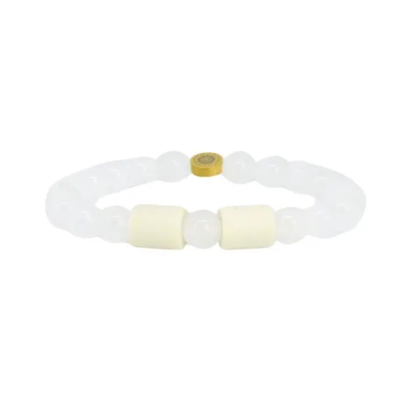 Armband bergkristall 2 naturpärlor L/XL