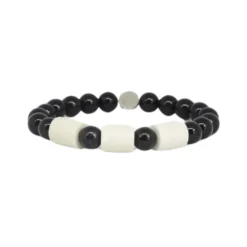 Armband Black Onyx med 3 Naturpärlor L/XL