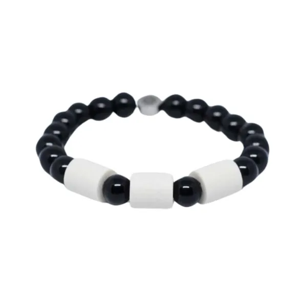 Armband Black Onyx med 3 Naturpärlor S/M