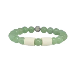 Armband grön aventurin 2 naturpärlor S/M