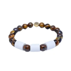 Armband Tigeröga med 3 Naturpärlor S/M