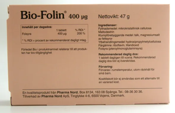 Bio-folin 400 mcg 180 tabletter