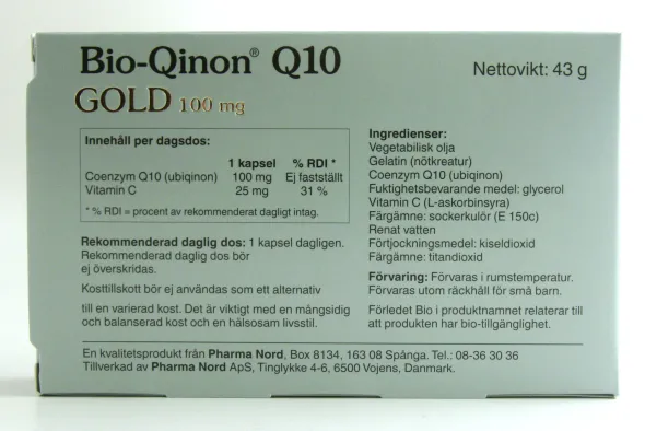 Bio-qinon Active Q10 Gold 100mg 60 kapslar