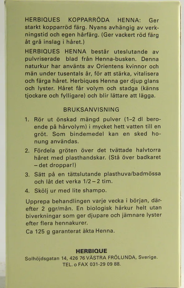 Henna pulver kopparröd 125g