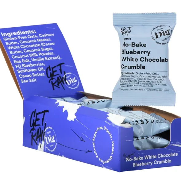 Organic No-Bake White Choc/Blueberry Crumble 35g
