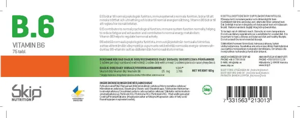 Vitamin B.6 25mg 75 tabletter