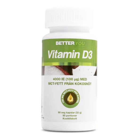 Vitamin D3+kokosolja 90 kapslar